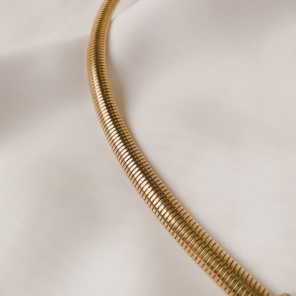 Vintage Art Deco Blue Swirl Enamel Gold Collar Omega Chain Statement Necklace - Picture 6 of 8